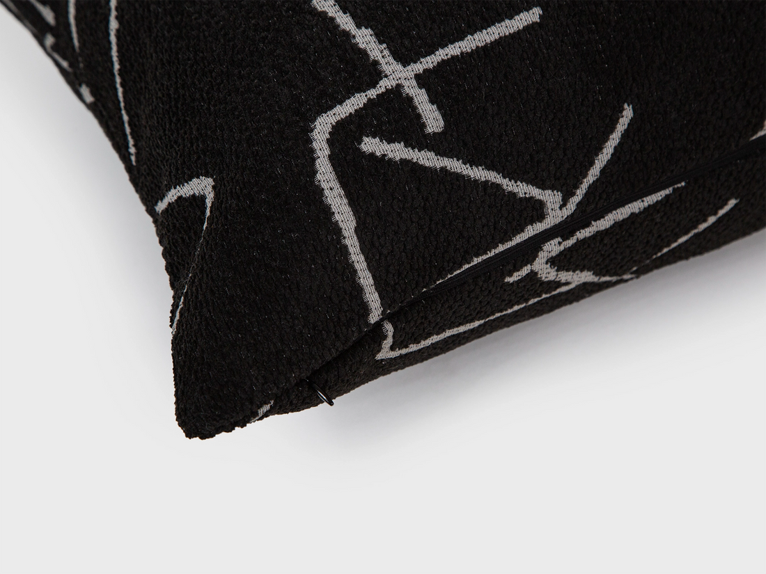 Textured Black Line Art Pillow Cover