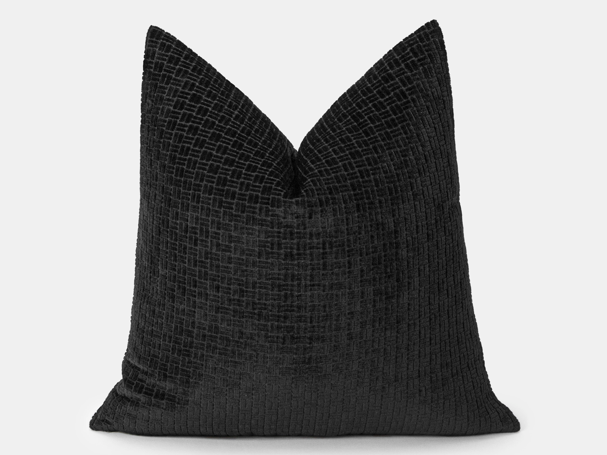 Black Boho Textured Pillow Cover
