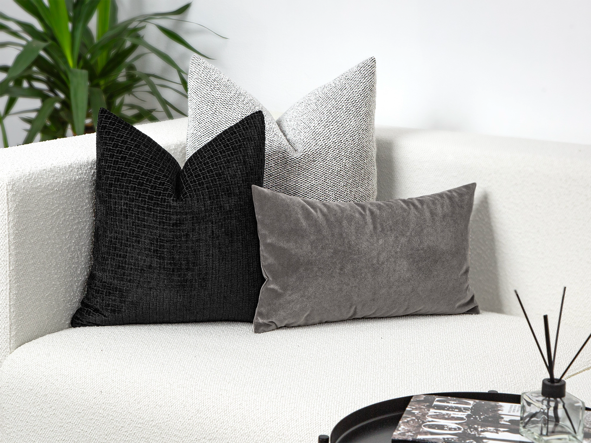 Black Boho Textured Pillow Cover