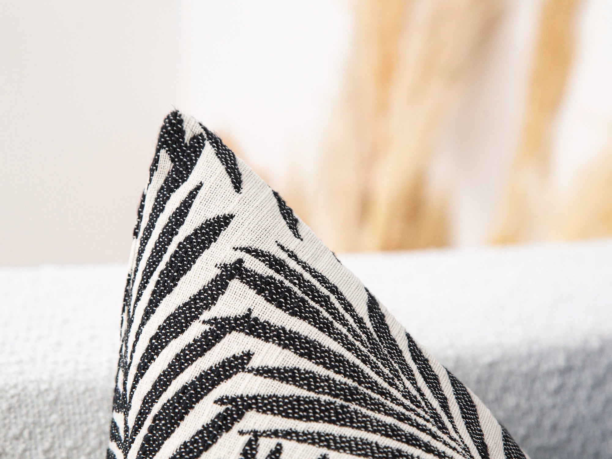 Black Tropical Textured Pillow Cover