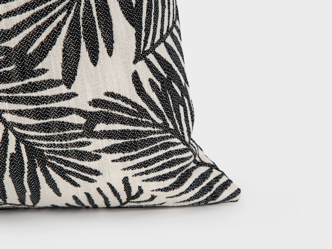 Black Tropical Textured Pillow Cover