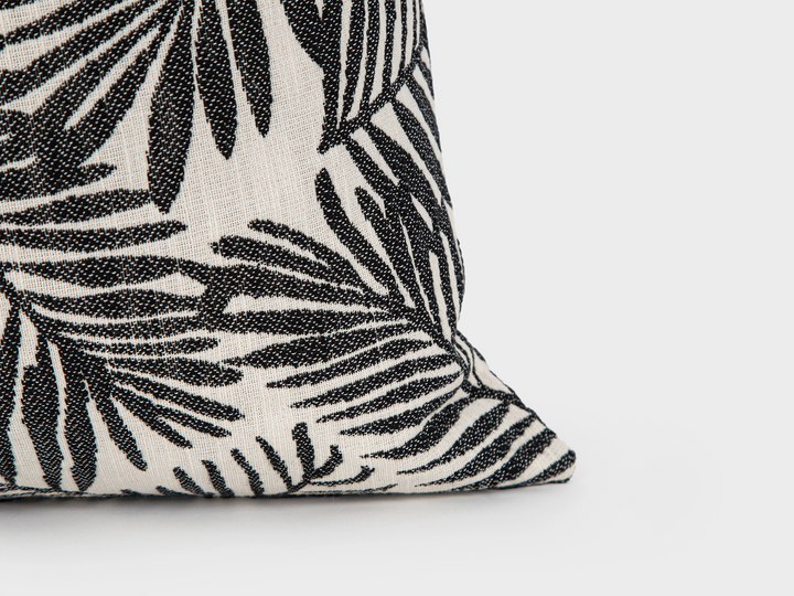 Black Tropical Textured Pillow Cover
