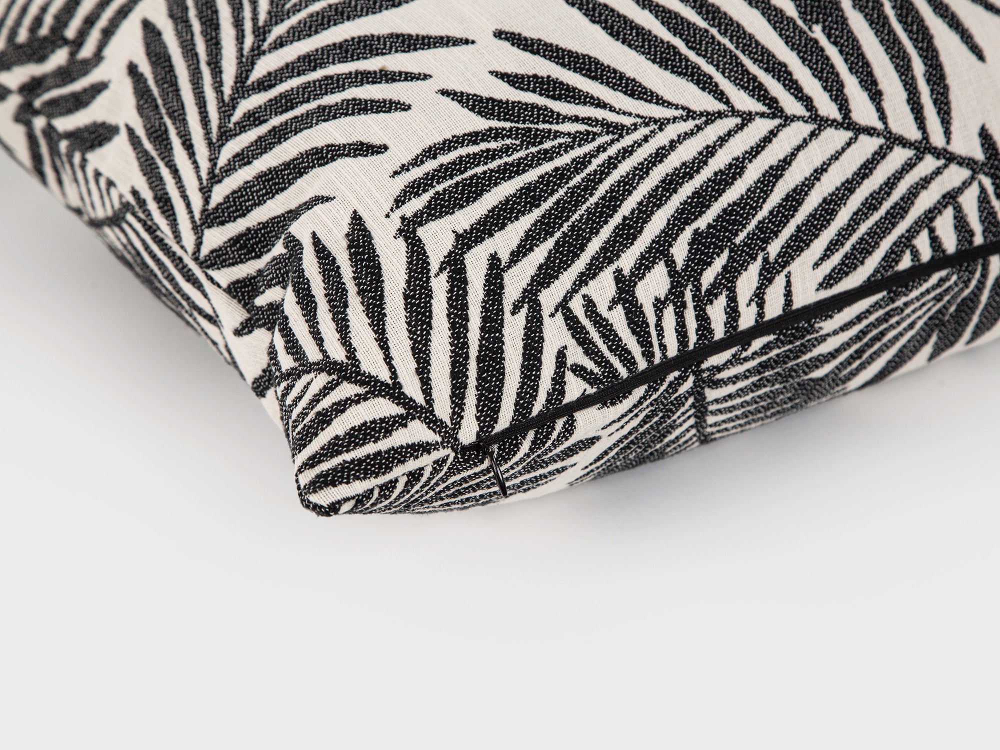Black Tropical Textured Pillow Cover