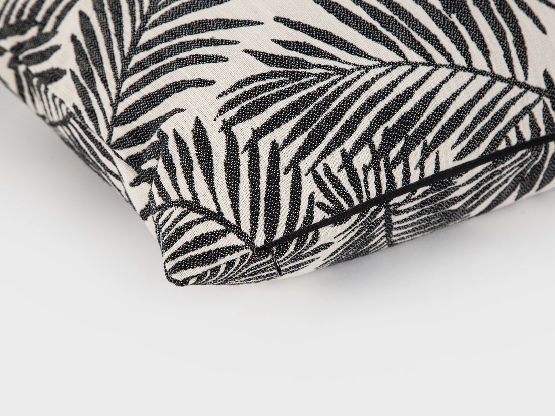 Black Tropical Textured Pillow Cover
