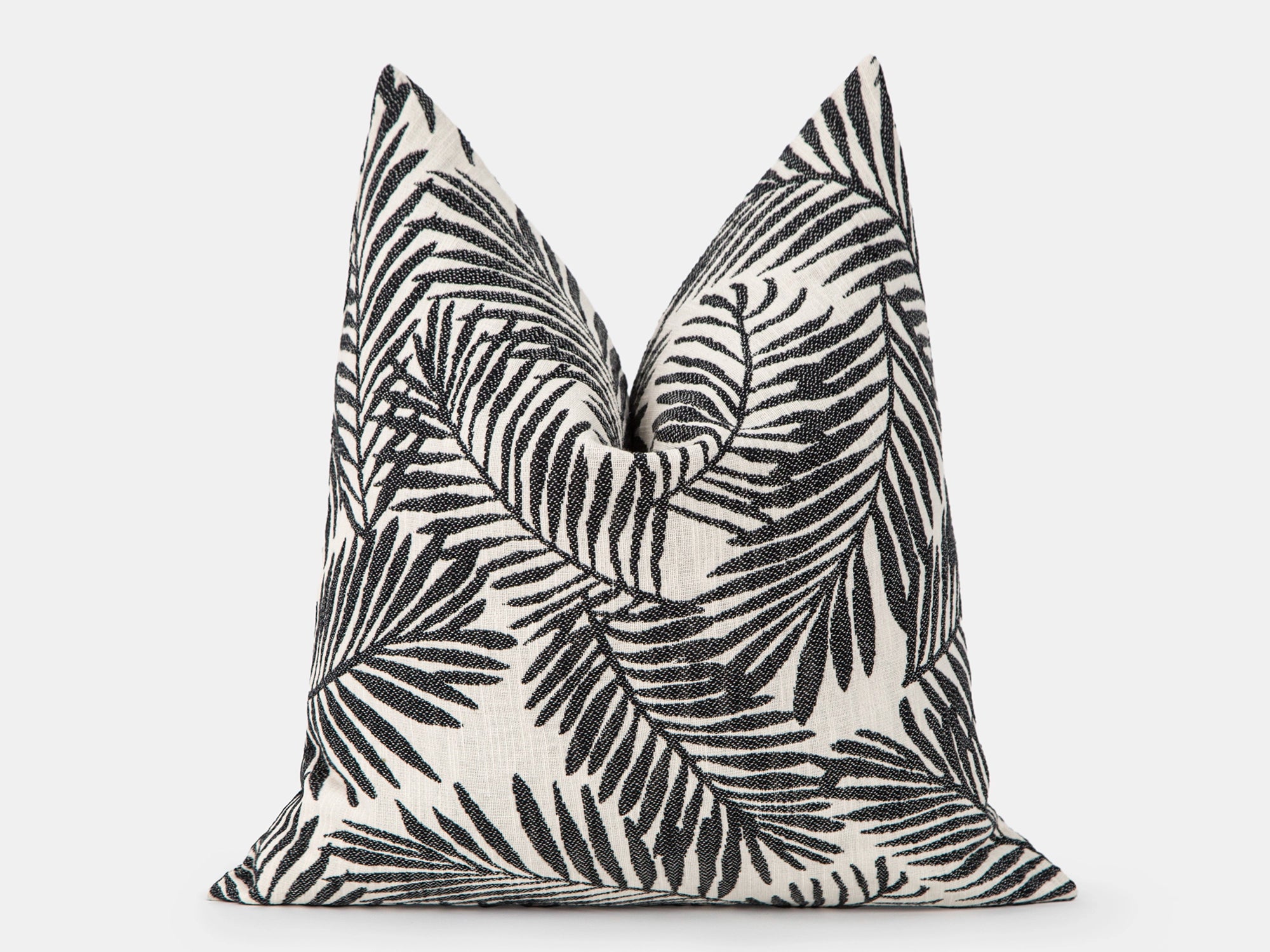 Black Tropical Textured Pillow Cover