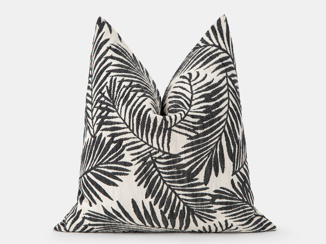 Black Tropical Textured Pillow Cover