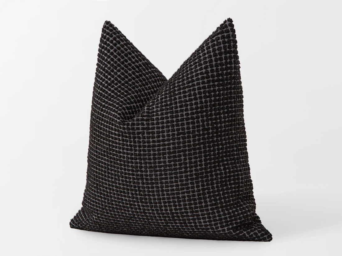 Black Textured Dotted Pillow Cover