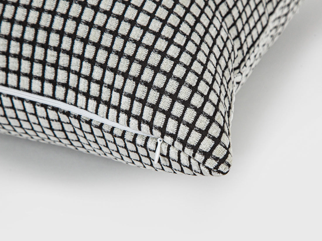 Off White and Black Woven Pillow Cover