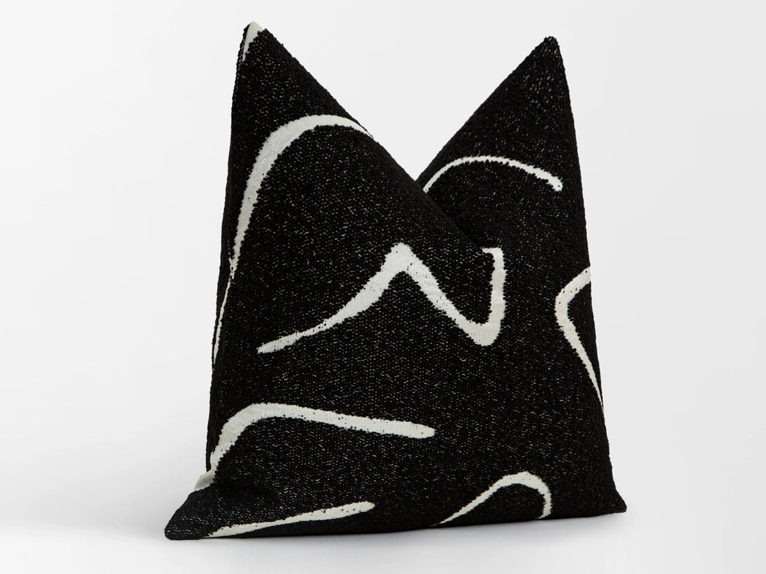 Black White Graffito Pillow Cover – Amorphous