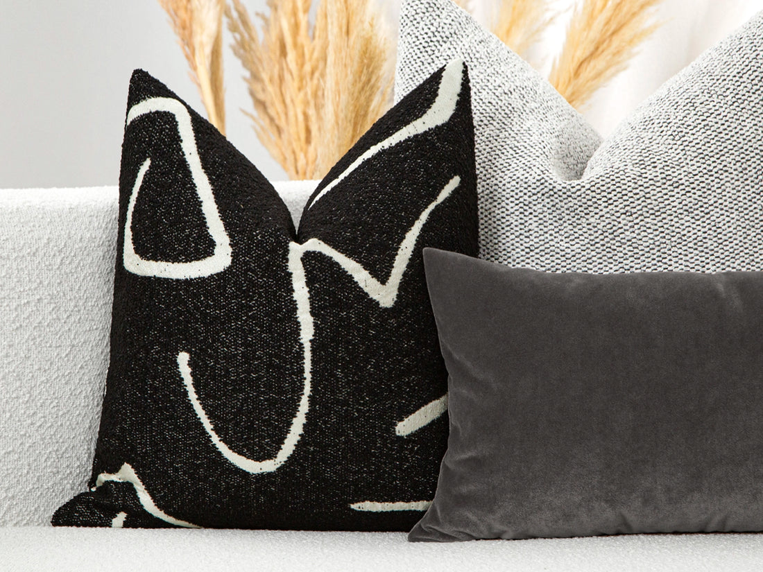 Black White Graffito Pillow Cover – Amorphous