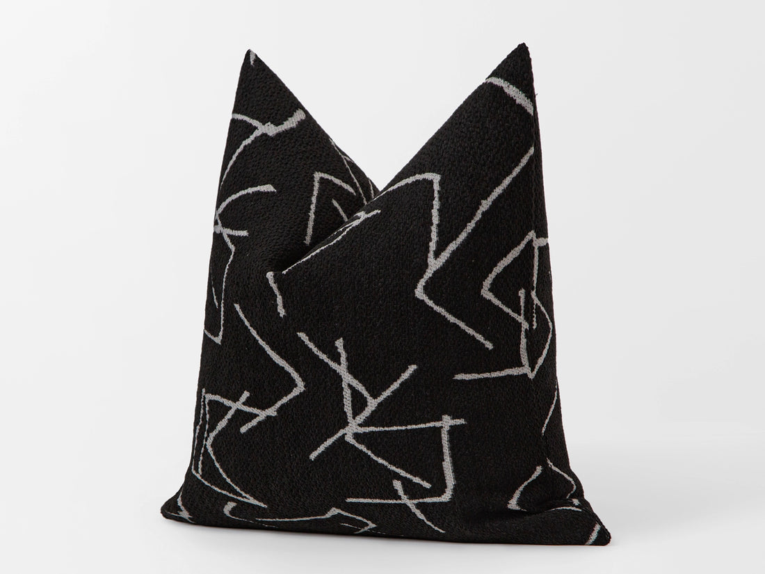 Textured Black Line Art Pillow Cover