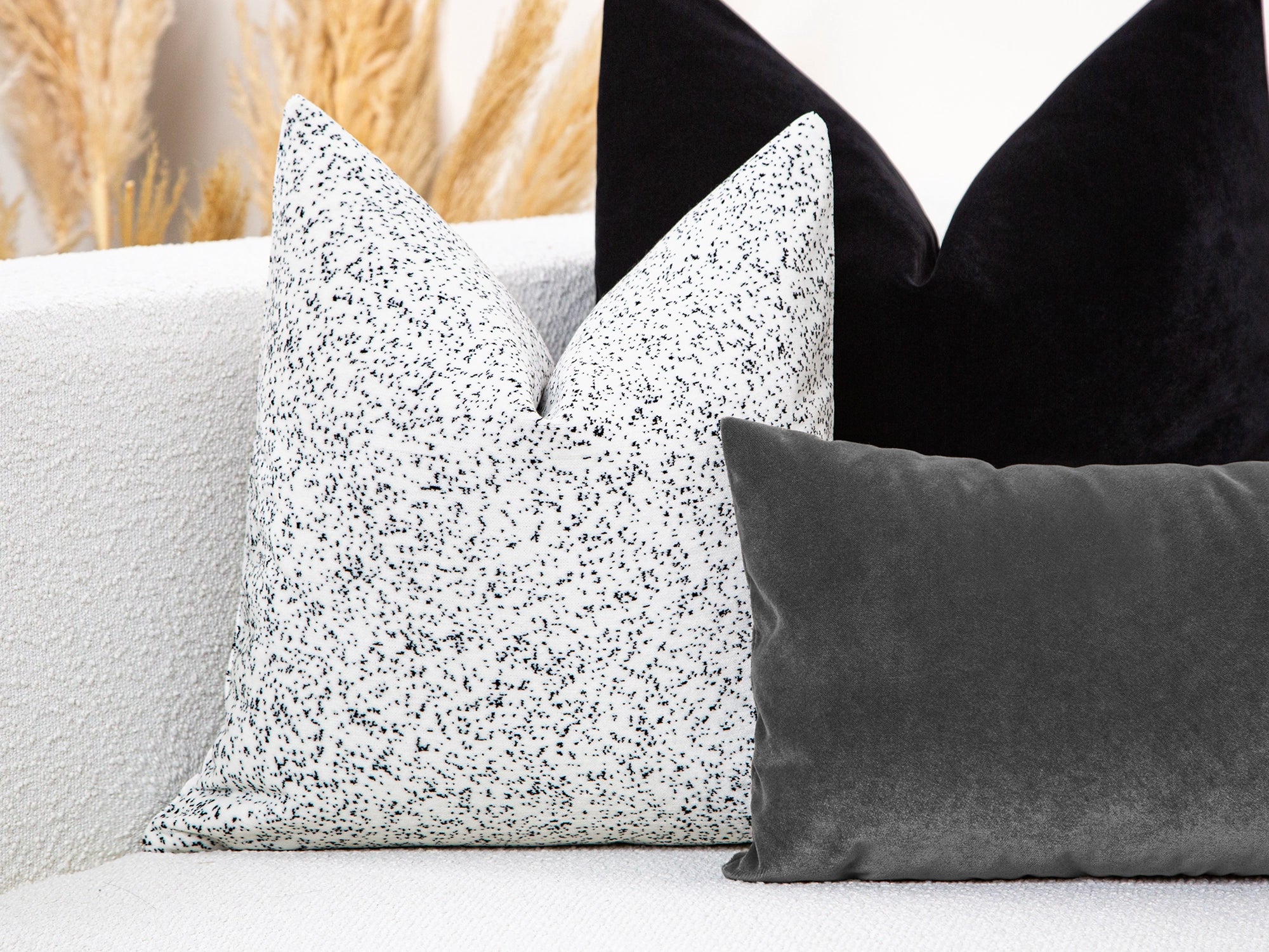 Off White Pebble Velvet Pillow Cover