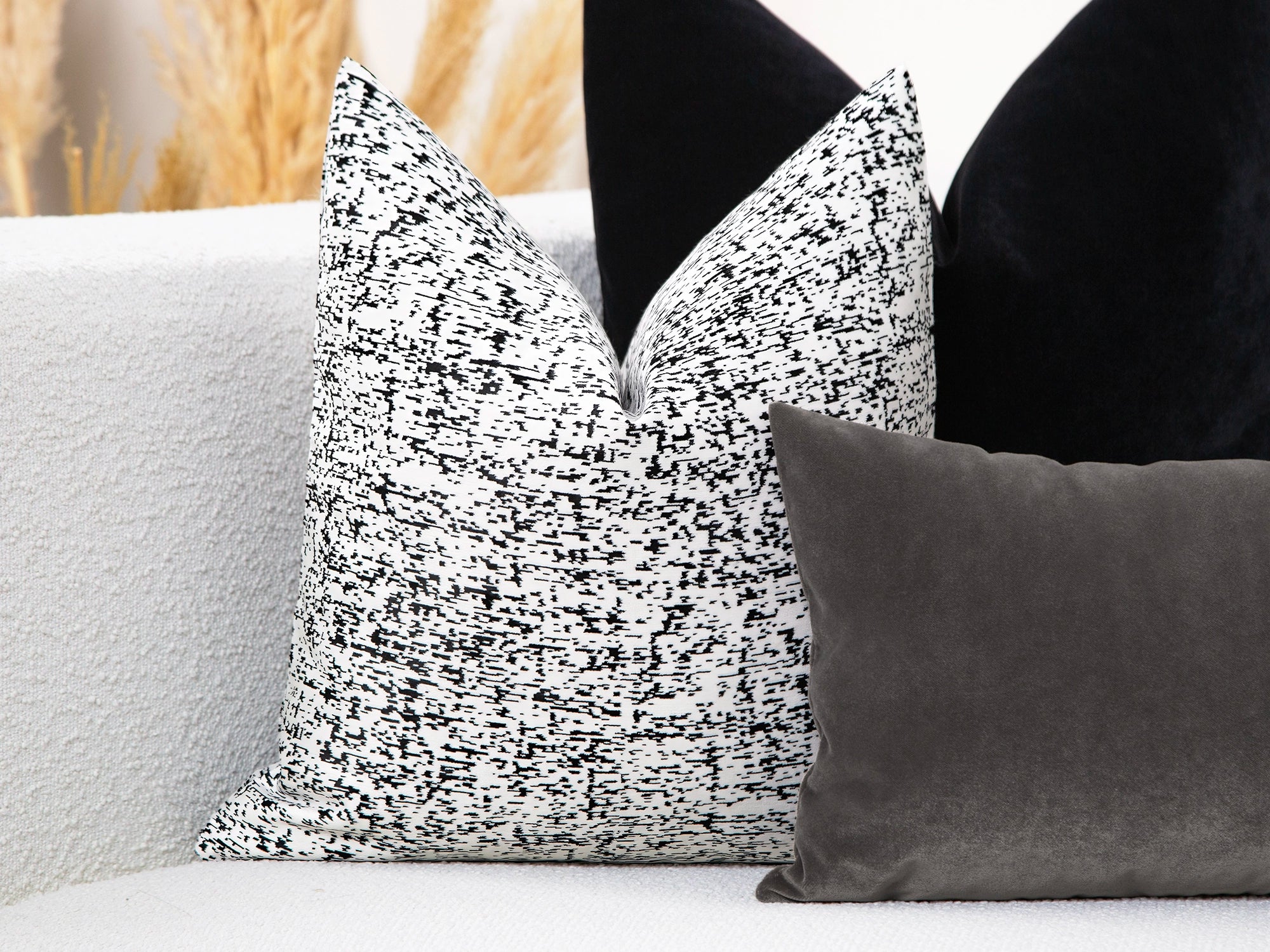 Off White Speckled Velvet Pillow Cover