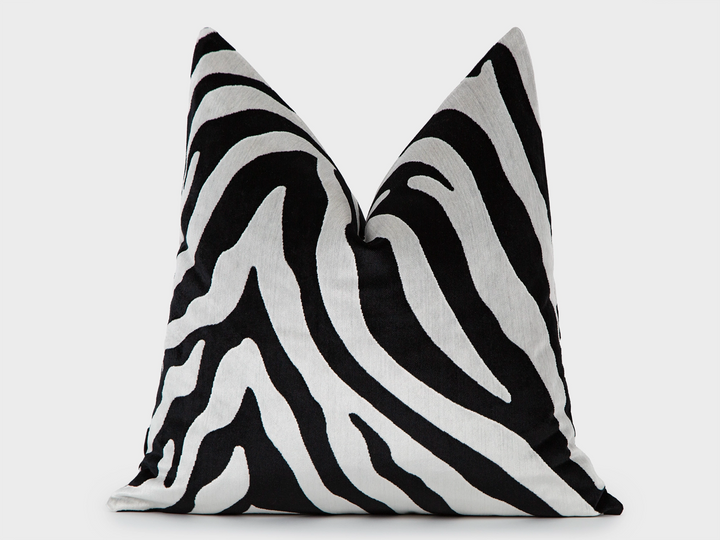 Black and White Zebra Velvet Pillow Cover
