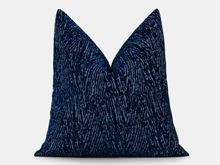Blue Abstract Zebra Textured Pillow Cover