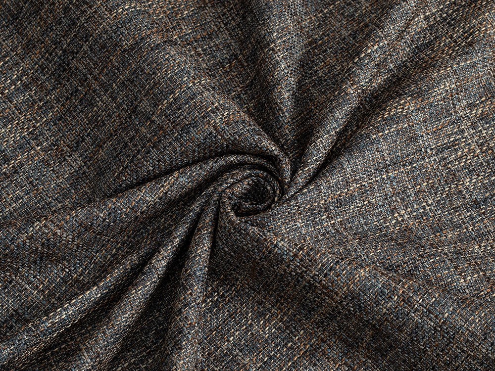 Blue & Brown Woven Upholstery Fabric - Harvest