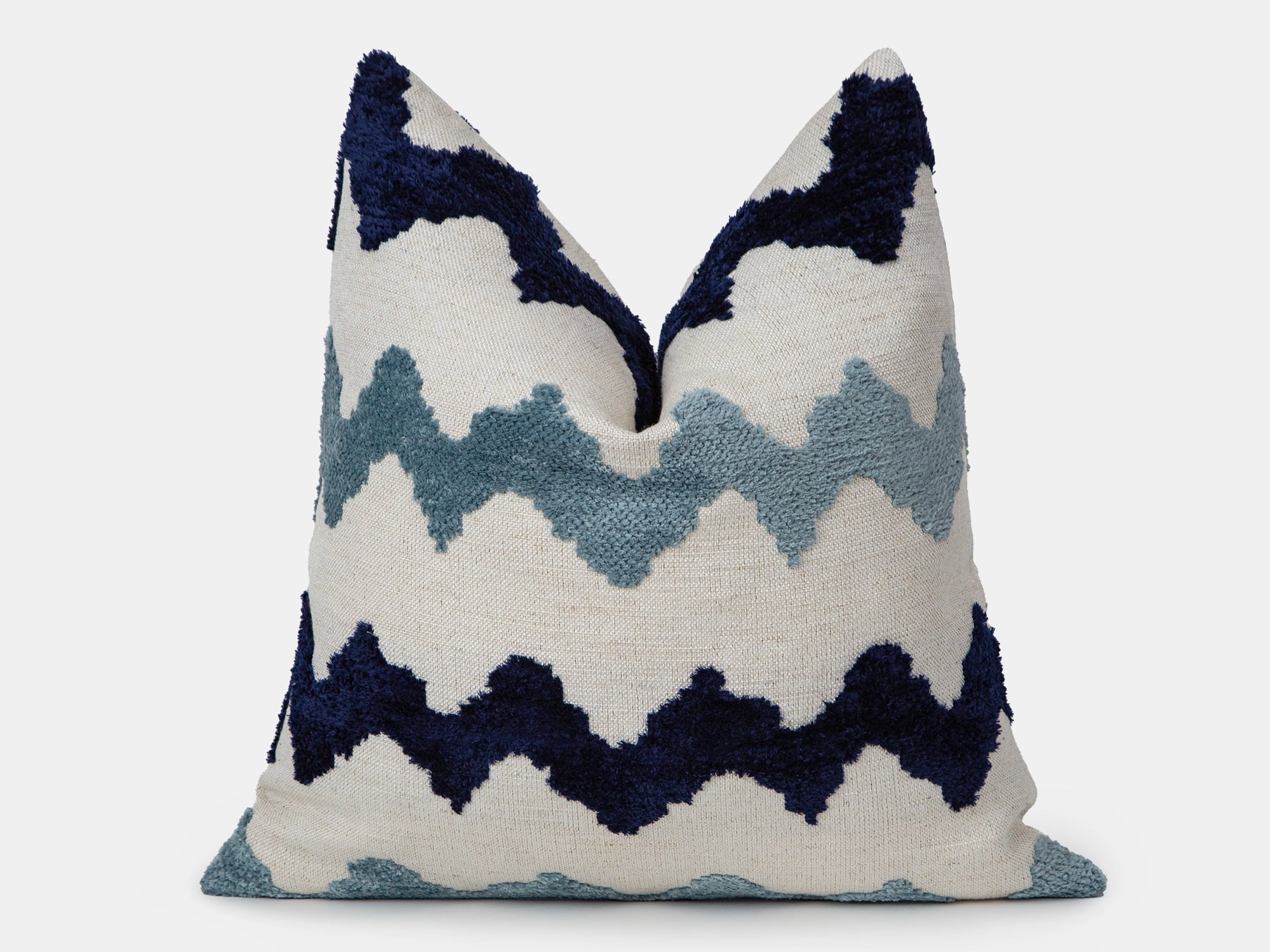 Blue & Navy Textured Chevron Pillow Cover