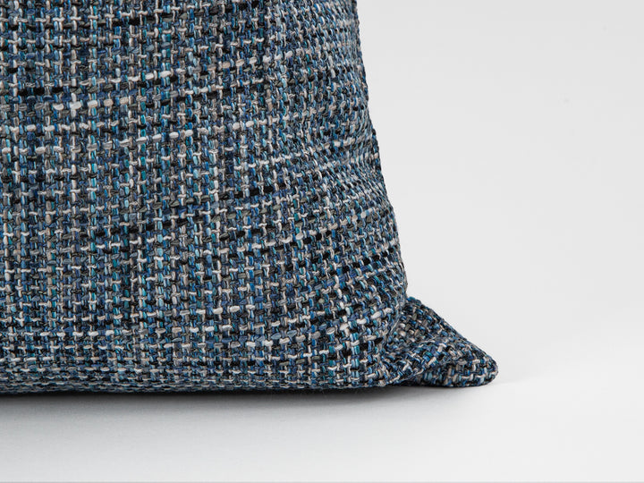 Blue Woven Linen Pillow Cover