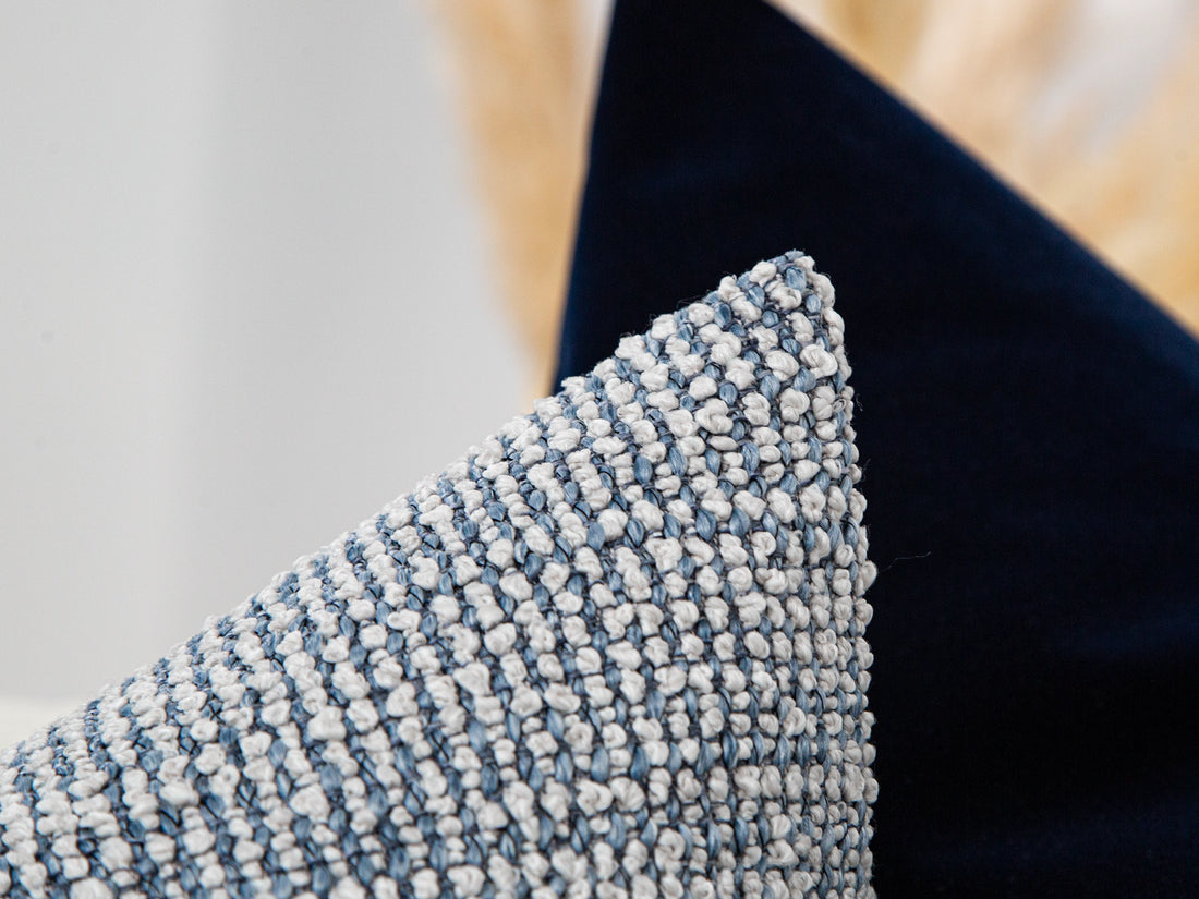 Blue Boho Textured Pillow Cover