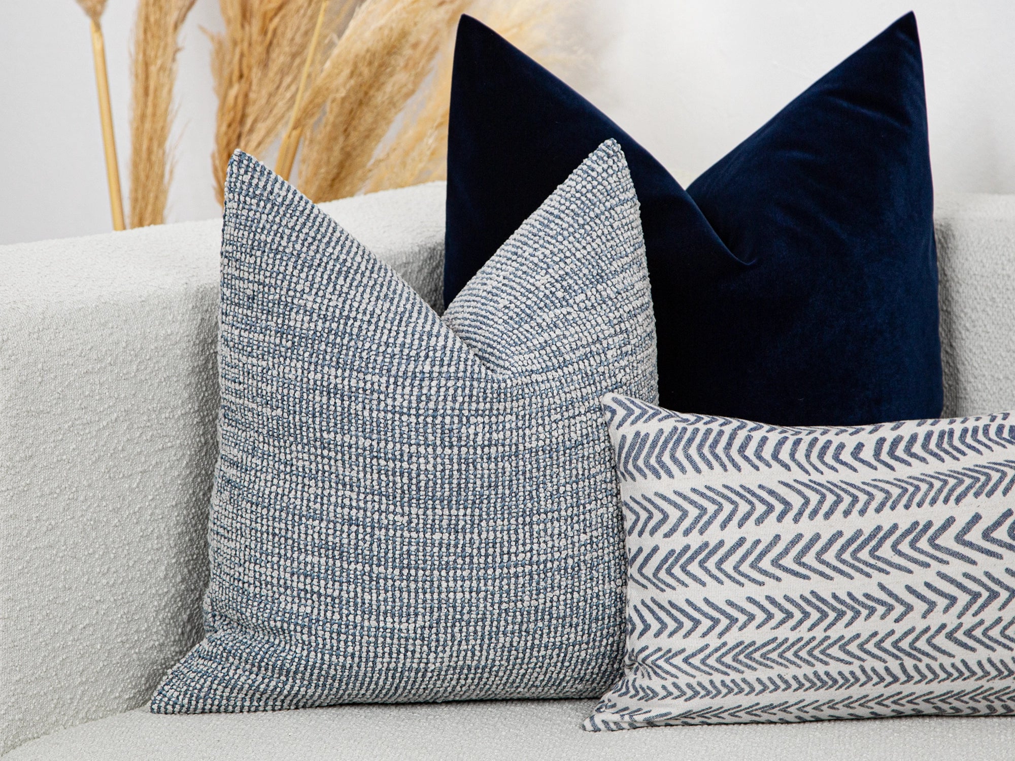 Blue Boho Textured Pillow Cover
