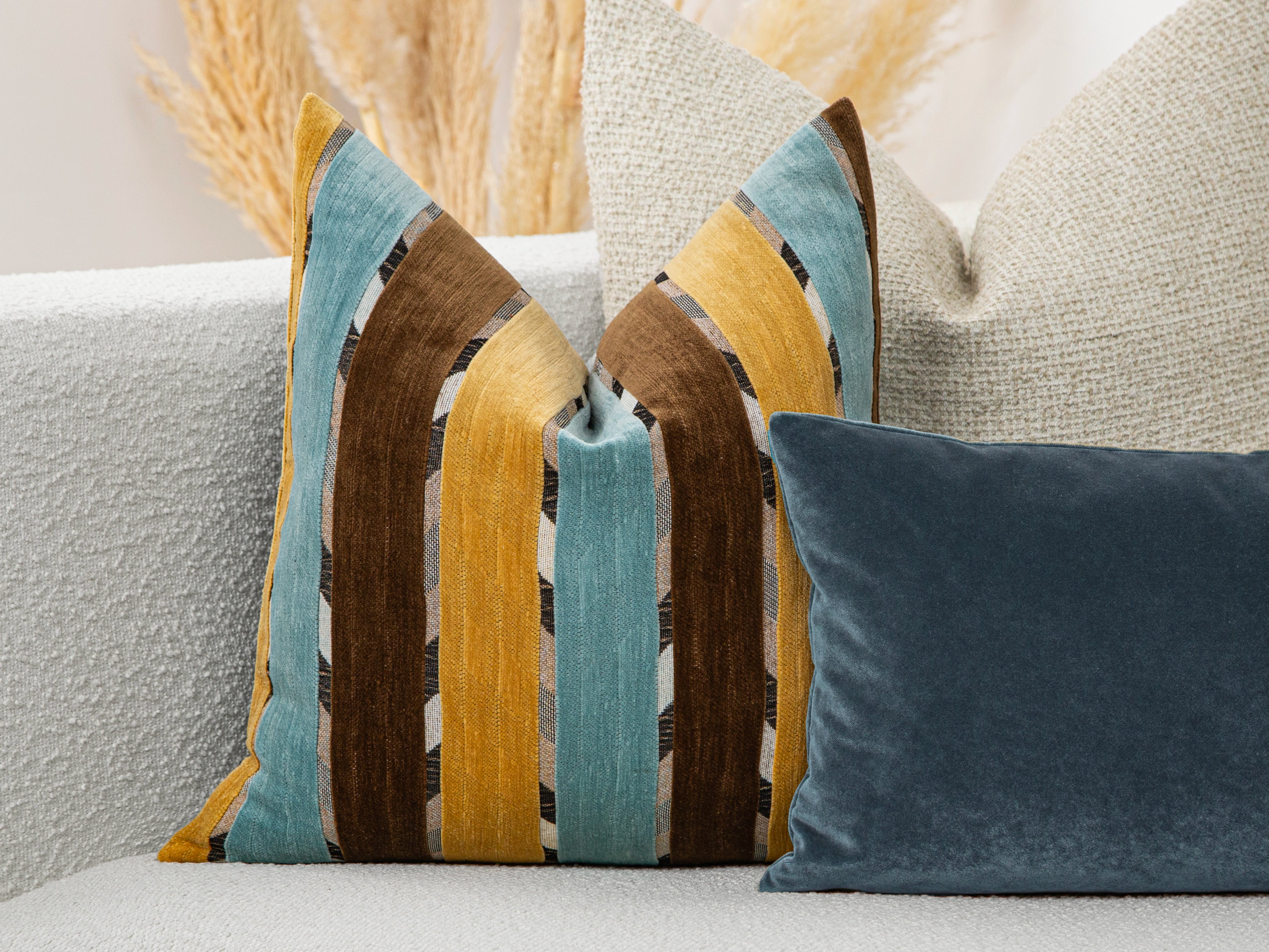 Blue Brown Mid-Century Pillow Cover