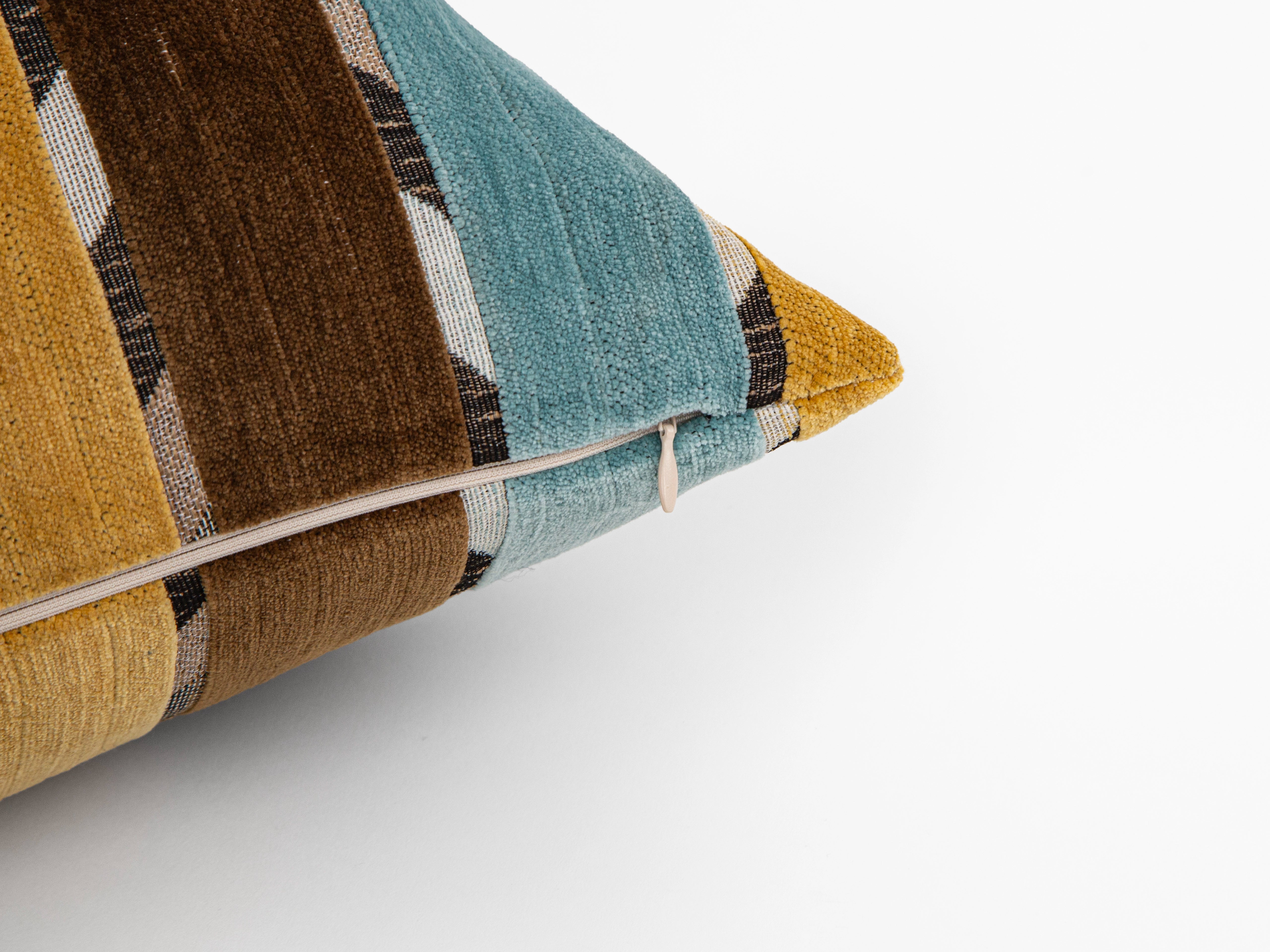 Blue Brown Mid-Century Pillow Cover