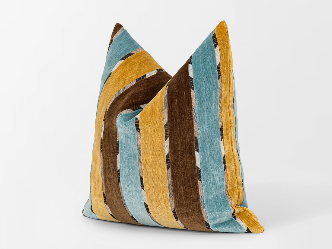 Blue Brown Mid-Century Pillow Cover