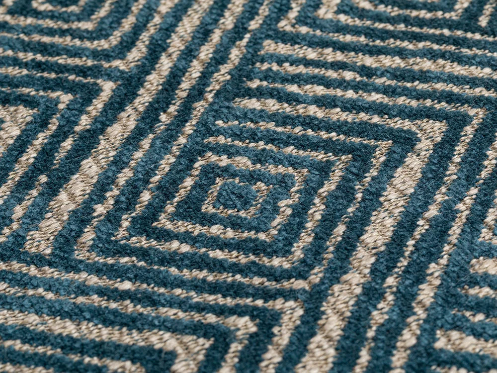 Blue Geometric Upholstery Fabric – Nexus Diamond