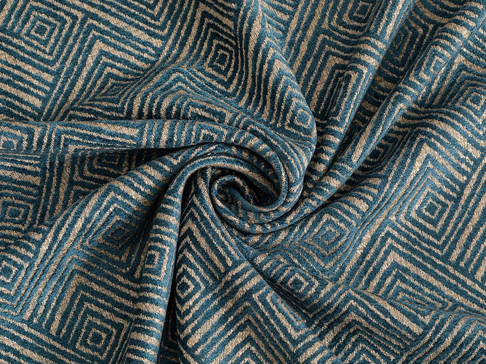 Blue Geometric Upholstery Fabric – Nexus Diamond