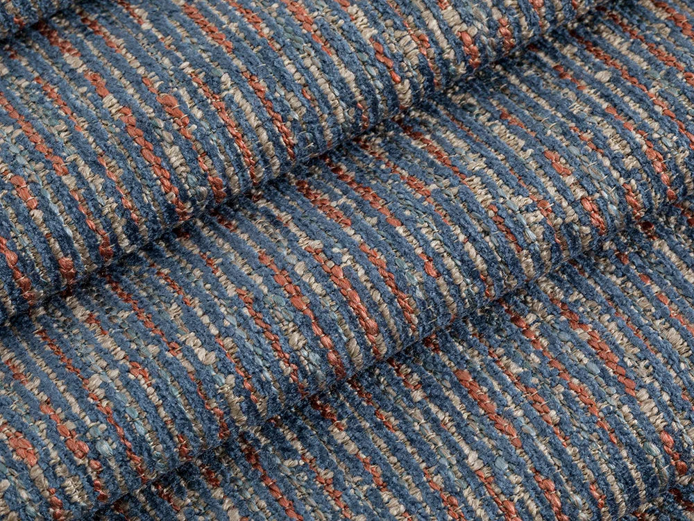 Blue Striped Upholstery Fabric - Nexus Terra Lines