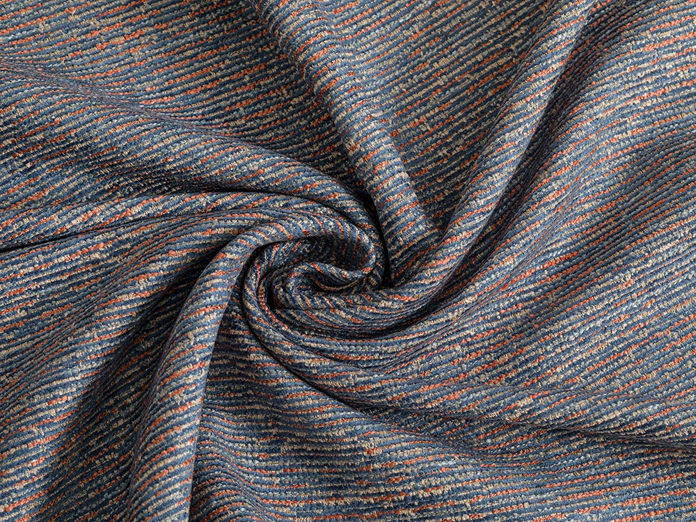 Blue Striped Upholstery Fabric - Nexus Terra Lines