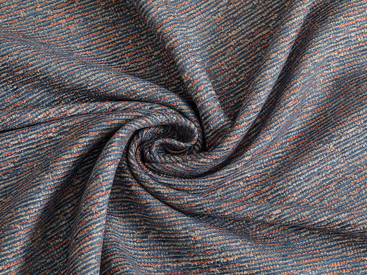 Blue Striped Upholstery Fabric - Nexus Terra Lines