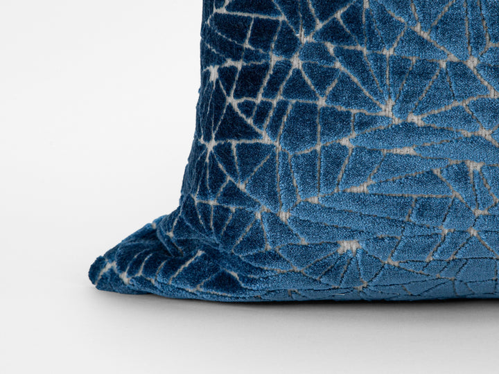 Blue Cut Velvet Luxury Pillow Cover