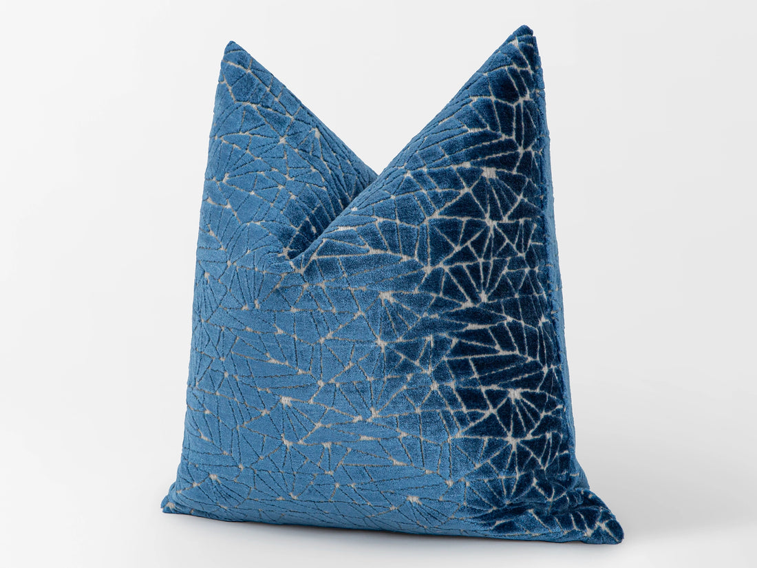 Blue Cut Velvet Luxury Pillow Cover