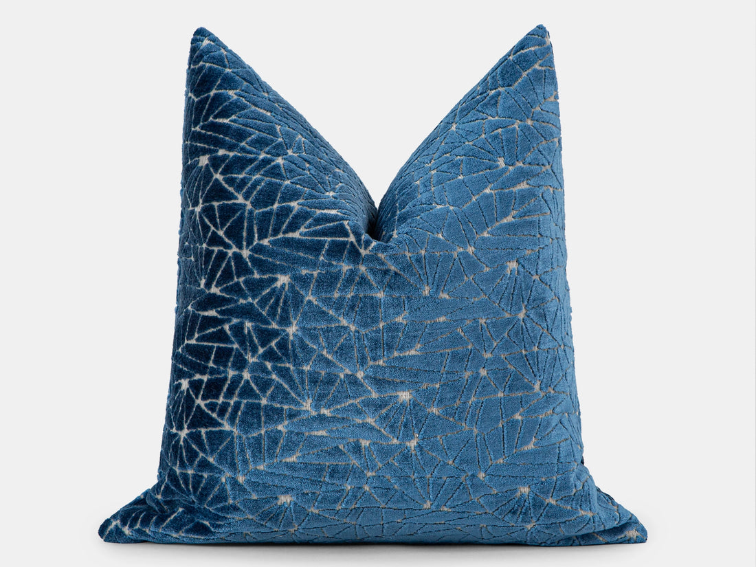 Blue Cut Velvet Luxury Pillow Cover