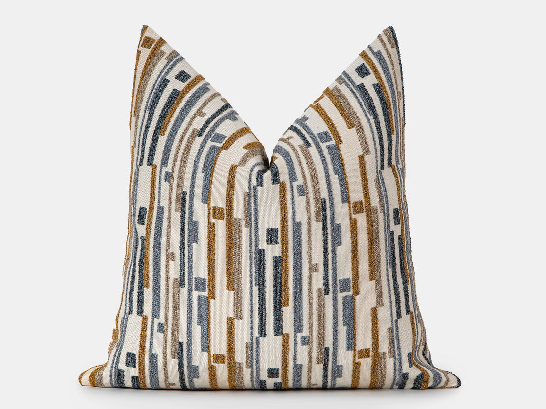 Blue Dash Stripe Textured Pillow Cover