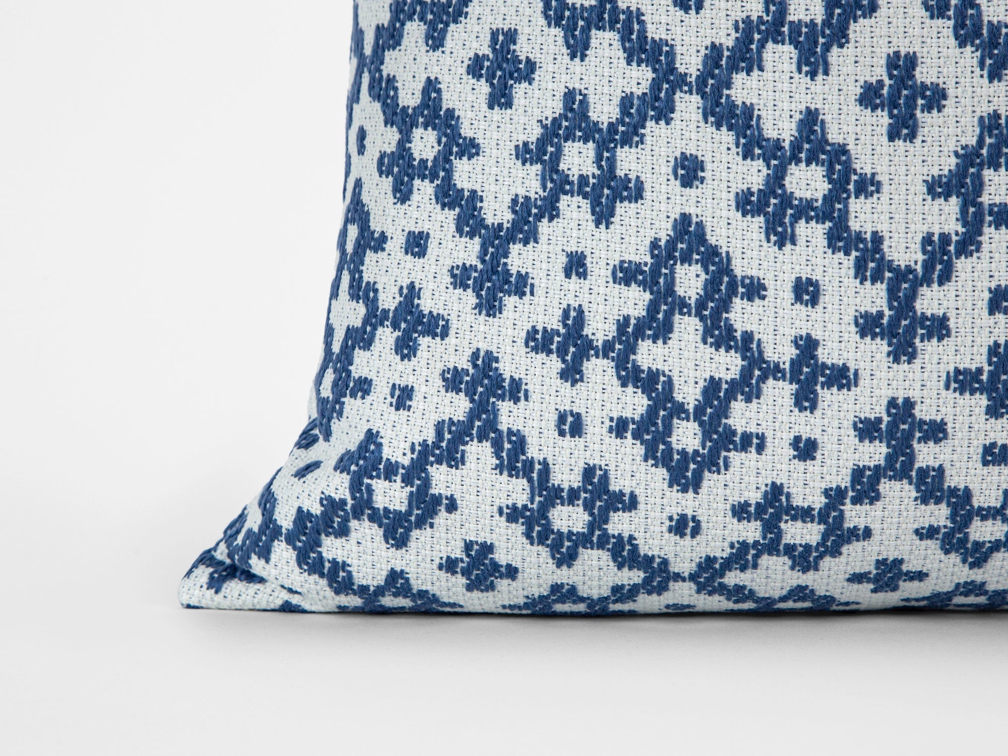 Blue Geometric Woven Outdoor Pillow Cover