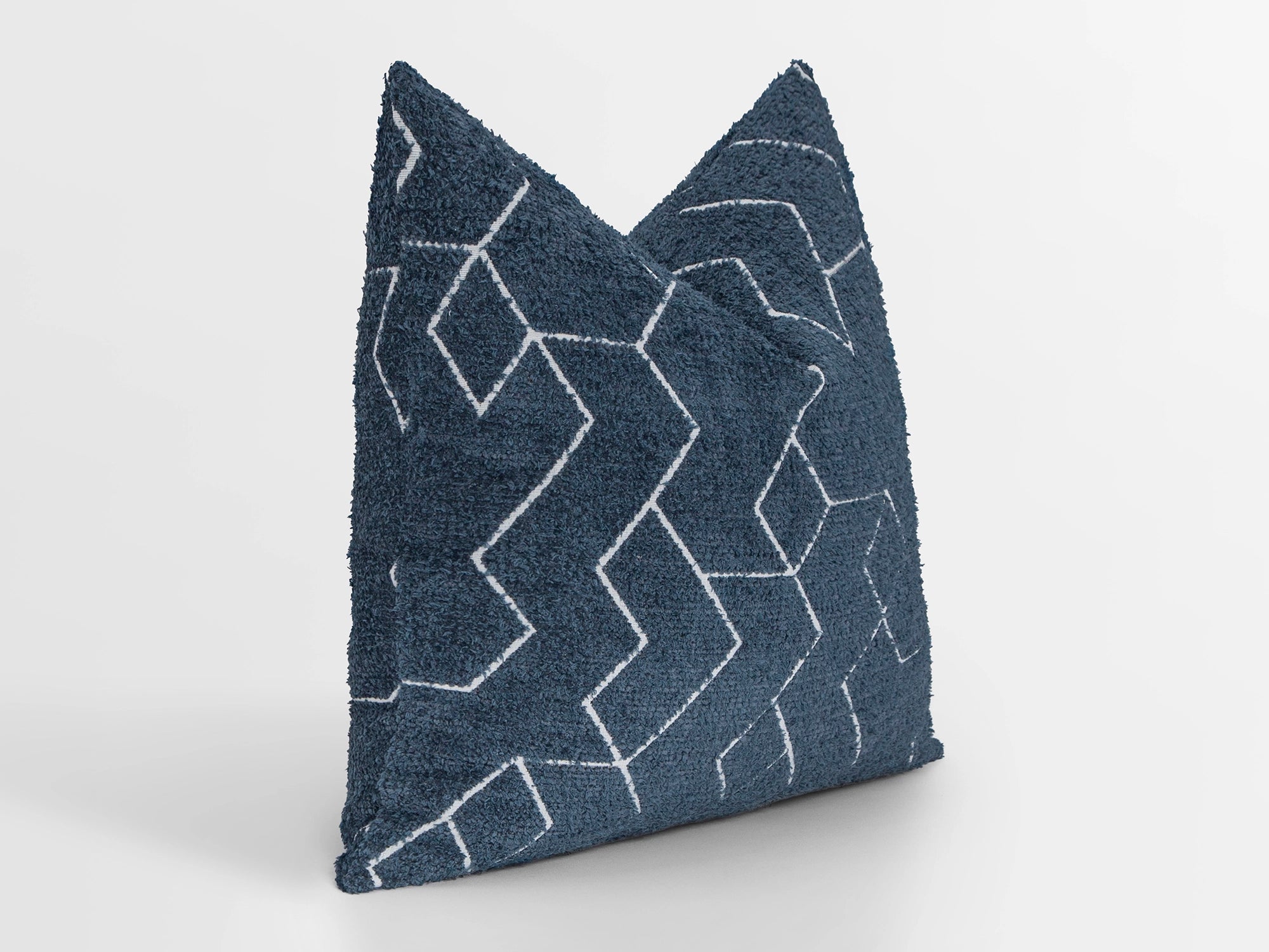 Blue and White Geometric Pillow Cover