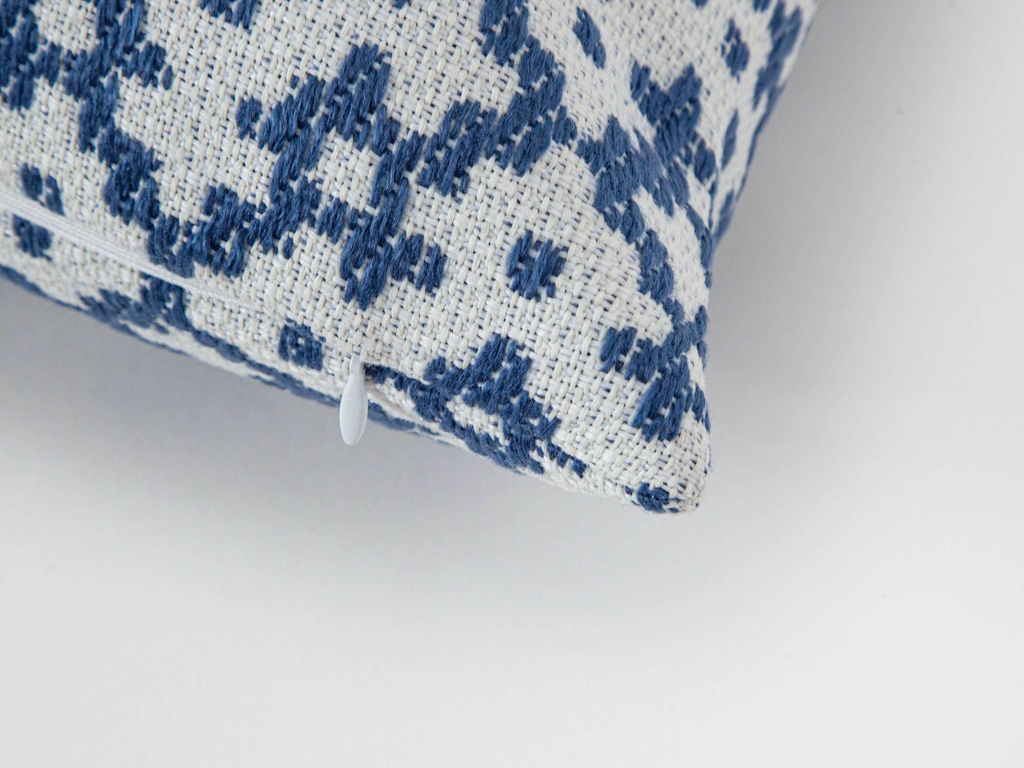 Blue Geometric Woven Outdoor Pillow Cover