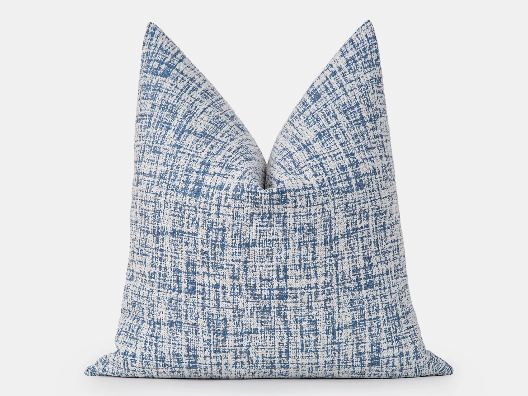 Blue Gray Brushed Woven Pillow Cover