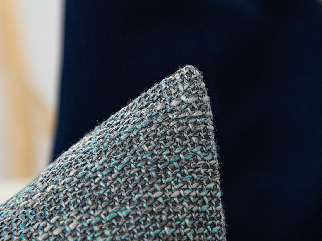 Blue Gray Woven Linen Pillow Cover