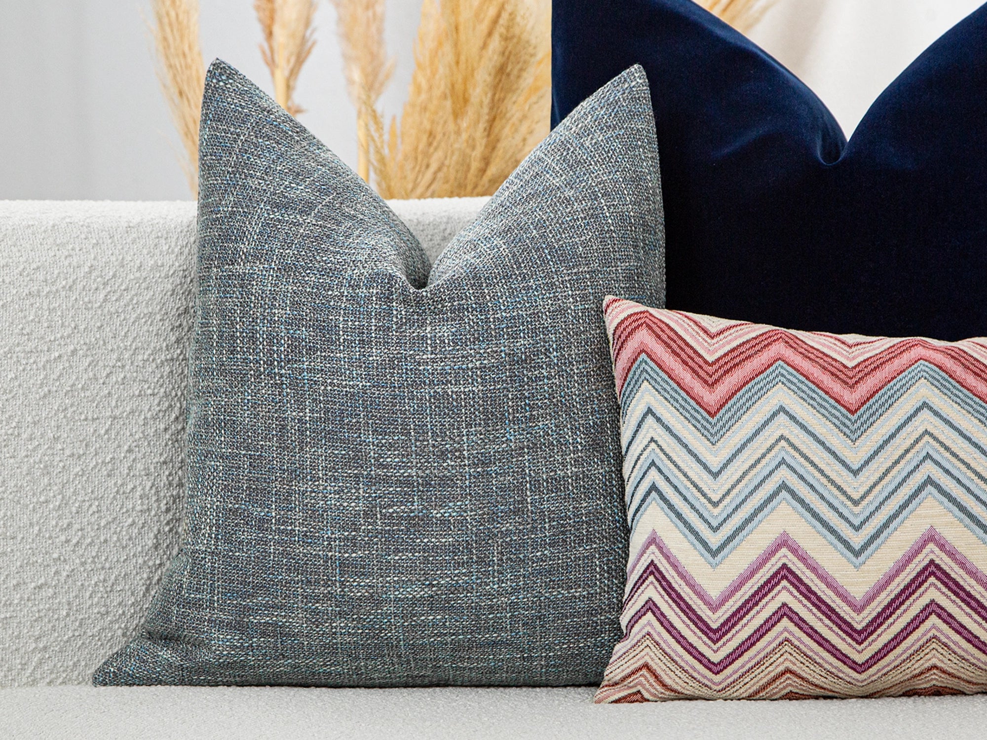 Blue Gray Woven Linen Pillow Cover