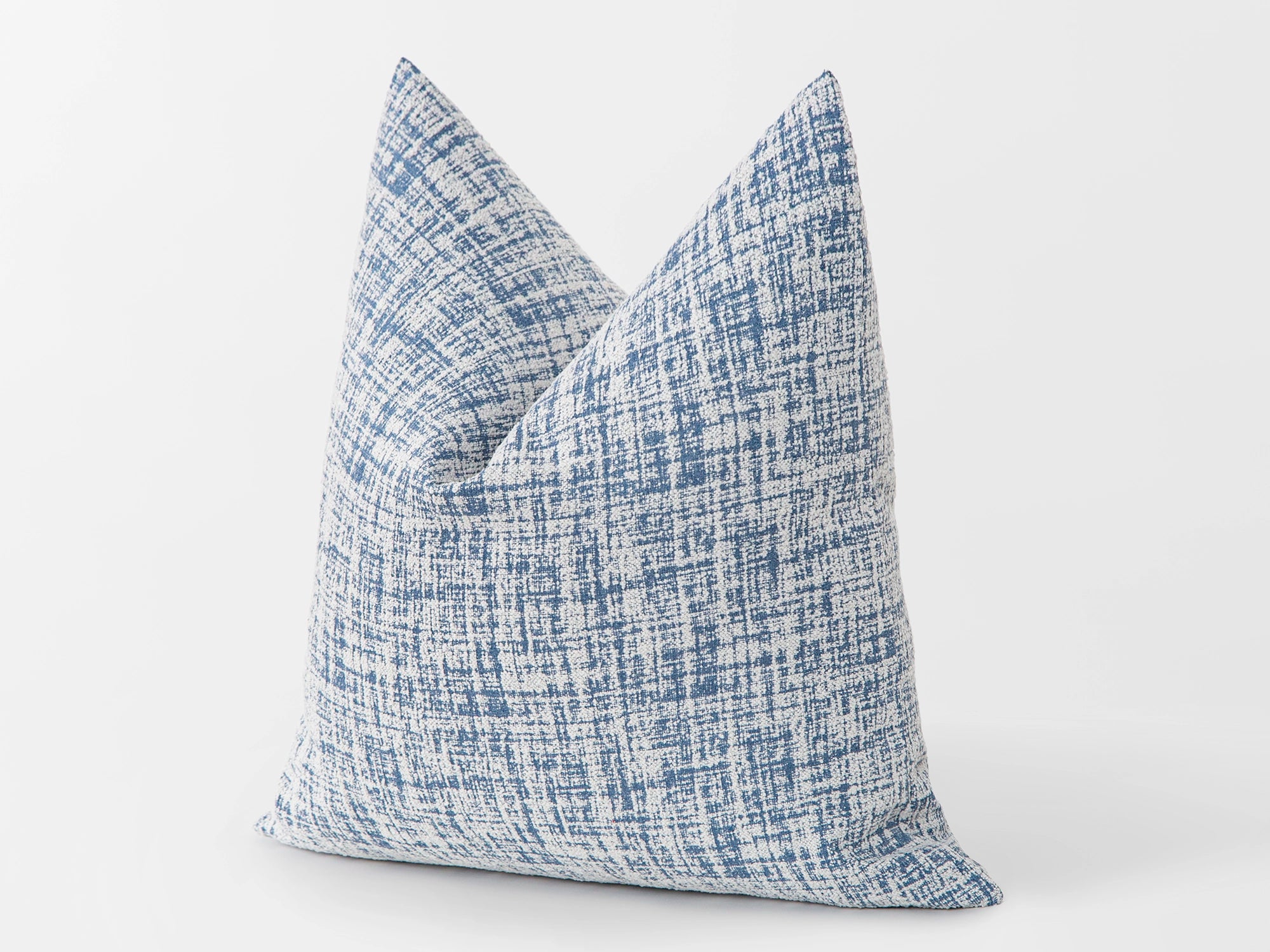 Blue Gray Brushed Woven Pillow Cover