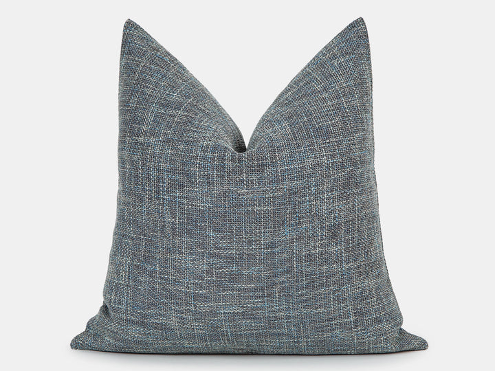 Blue Gray Woven Linen Pillow Cover