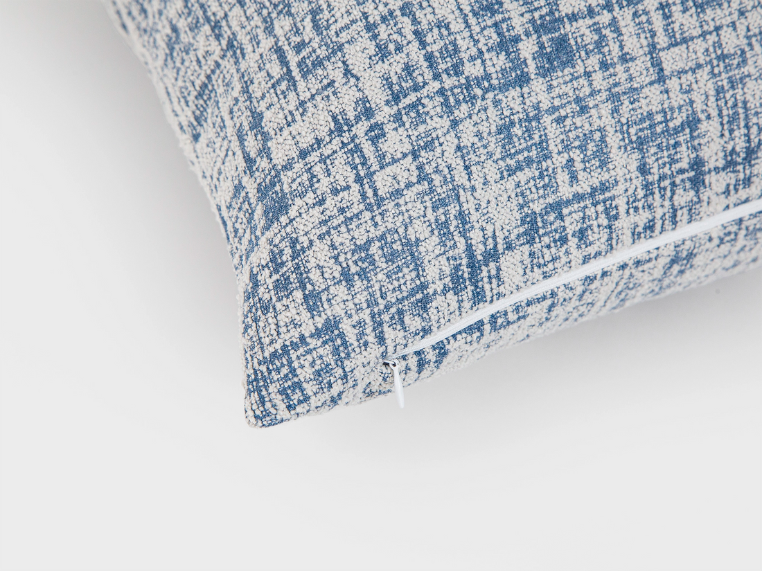 Blue Gray Brushed Woven Pillow Cover