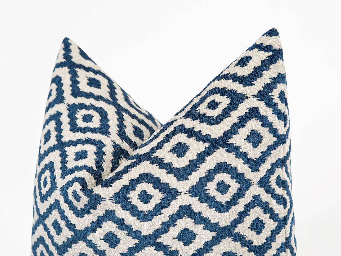 Blue Ikat Woven Pillow Cover - Vector