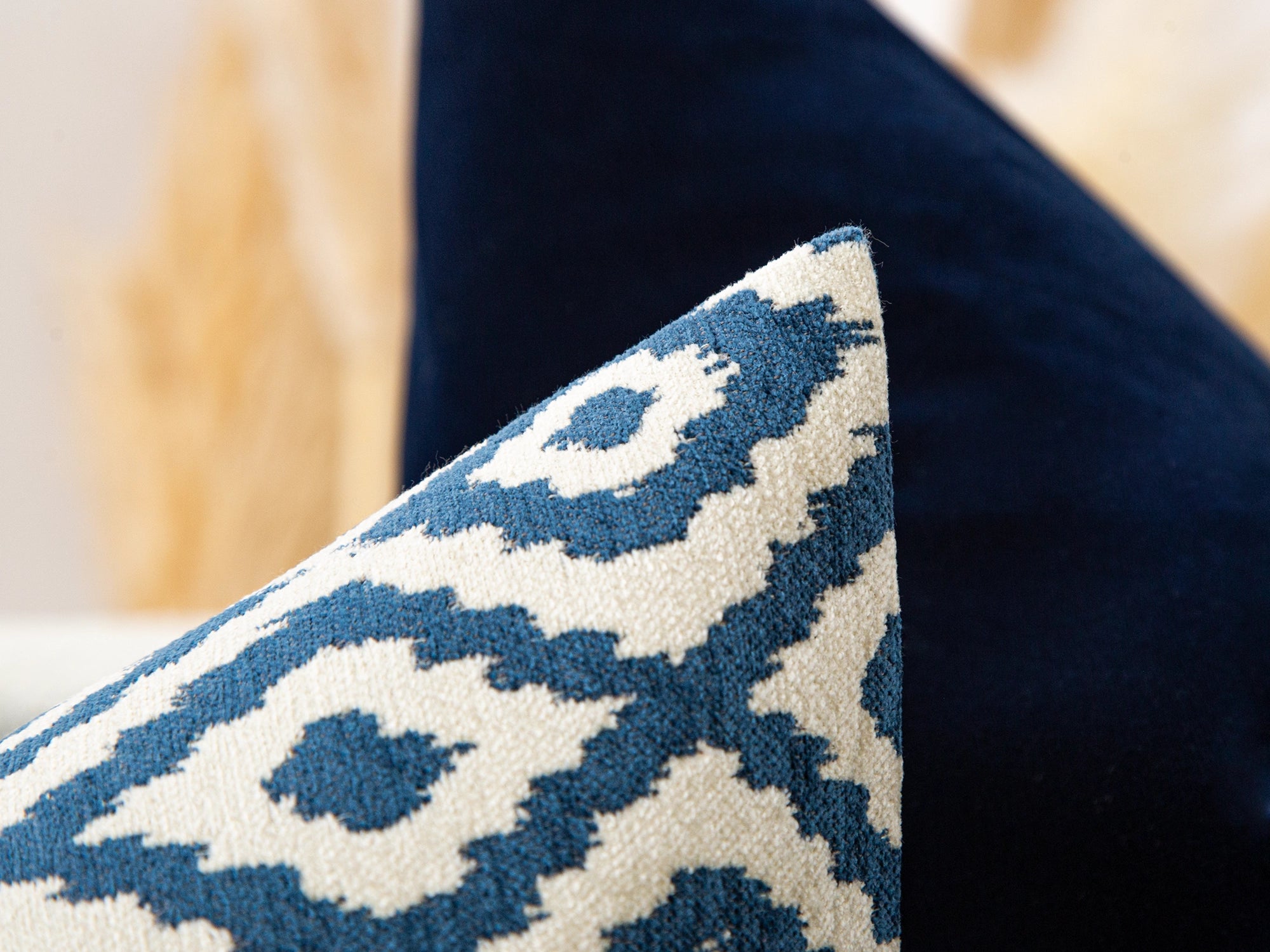 Blue Ikat Woven Pillow Cover - Vector