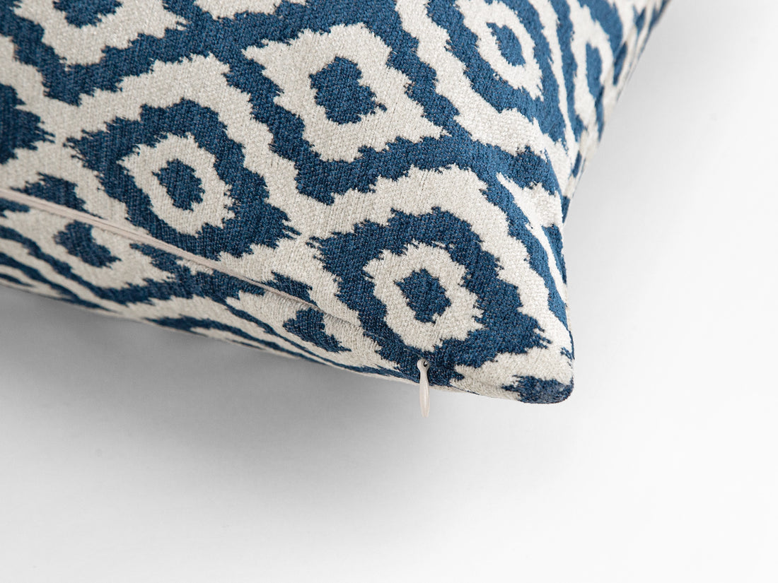 Blue Ikat Woven Pillow Cover - Vector
