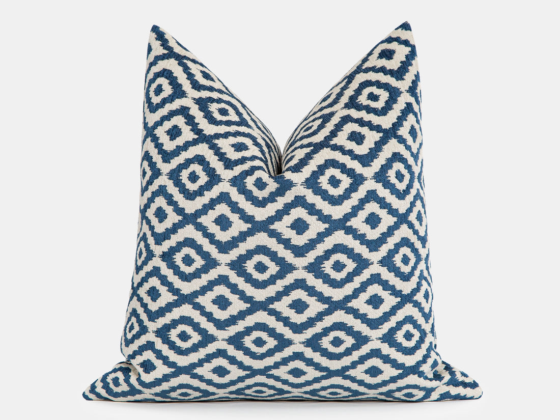Blue Ikat Woven Pillow Cover - Vector