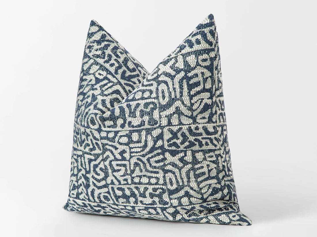 Blue Tribal Geometric Pillow Cover